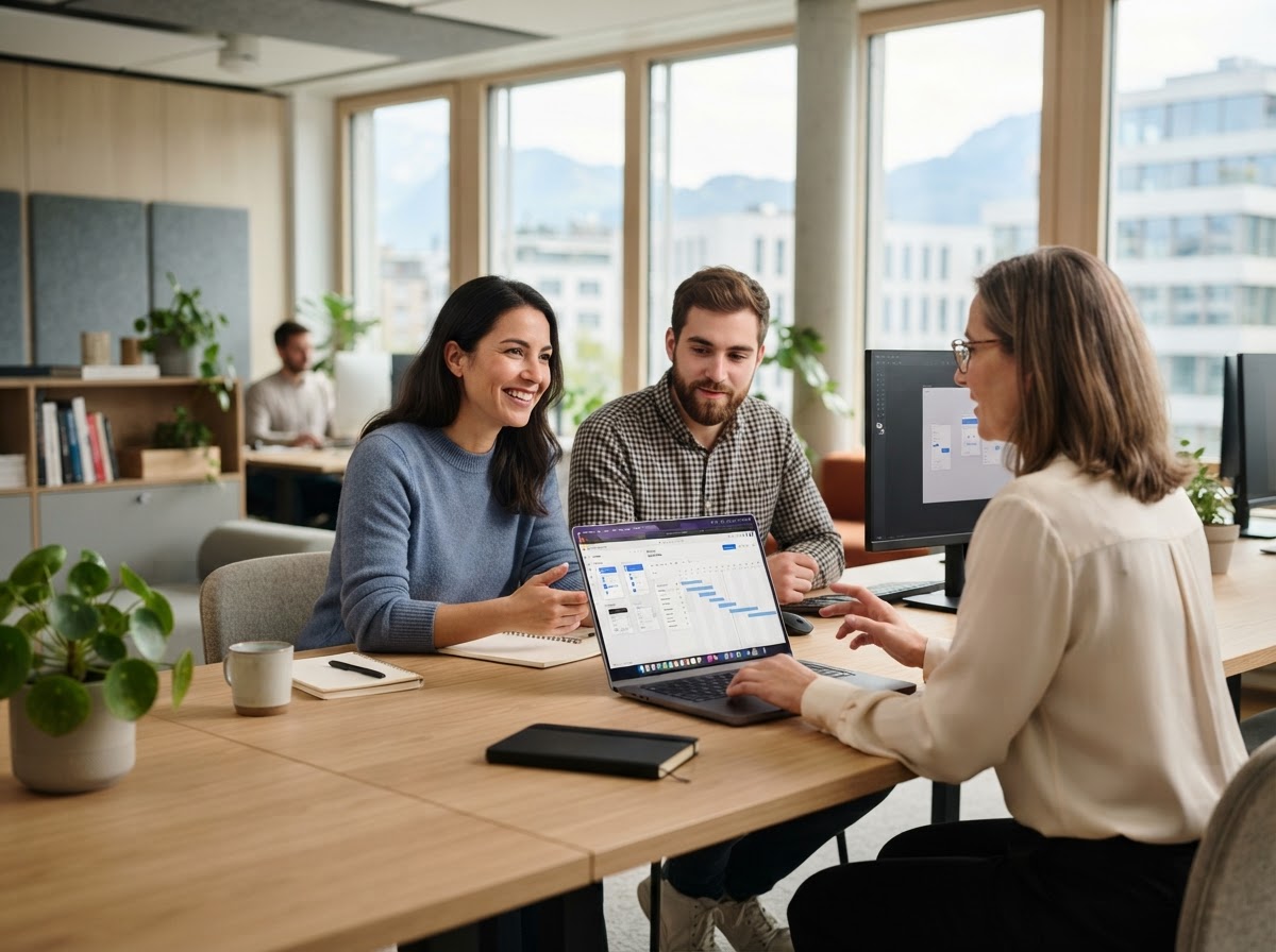 Brandname Team bei der Arbeit an Datenmodellen